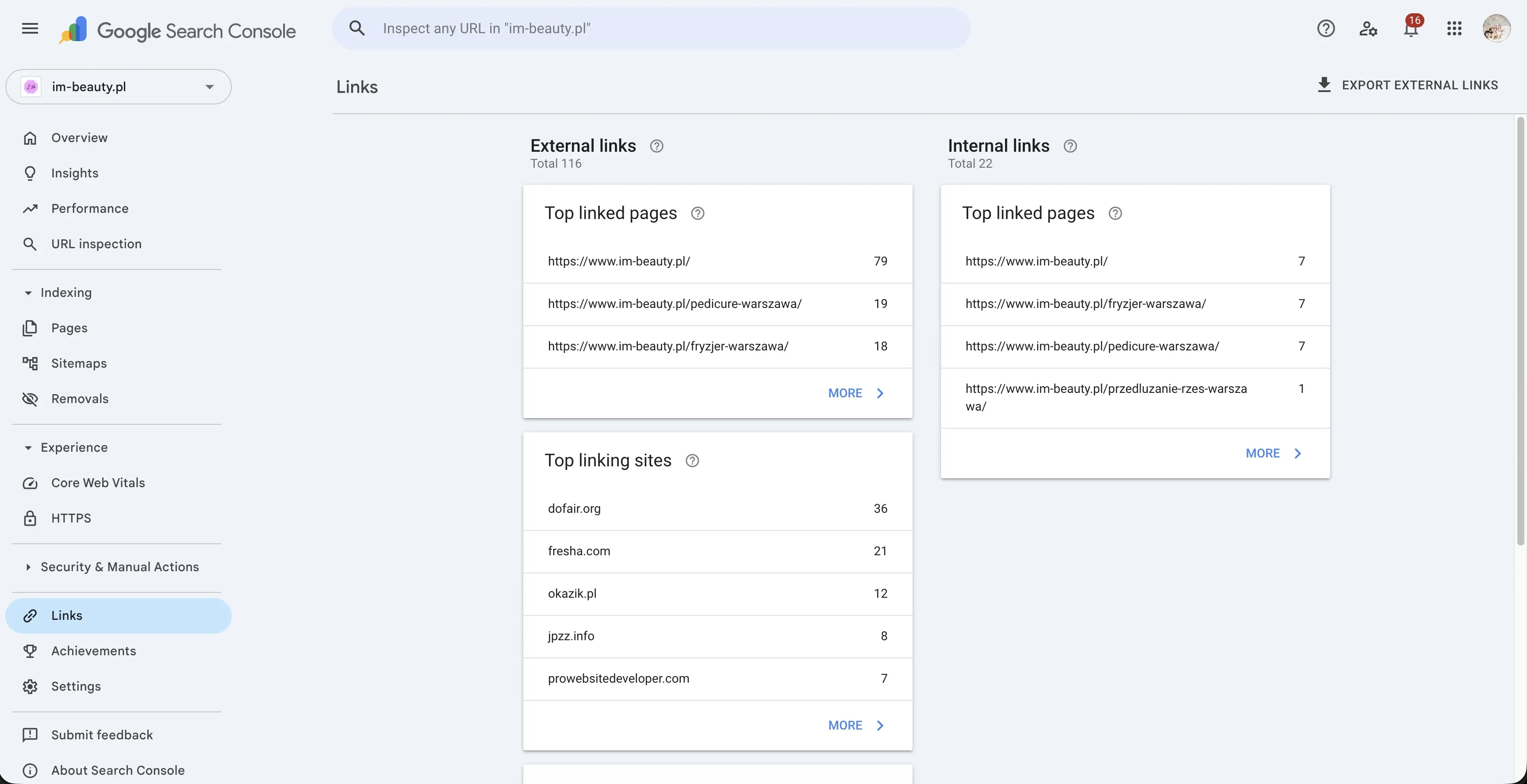 Звіт посилань у Google Search Console